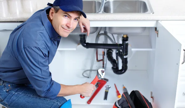 a plumber technician with a tool belt from TMK Plumber Austin in Georgetown, TX - Georgetown TX