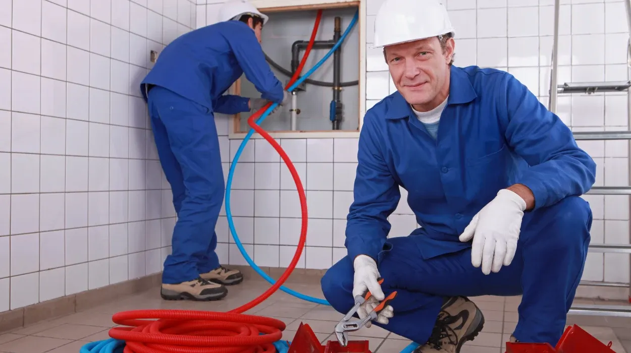 male plumber fixing a bathroom faucet from TMK Plumber Austin in Round Rock, TX - Round Rock TX